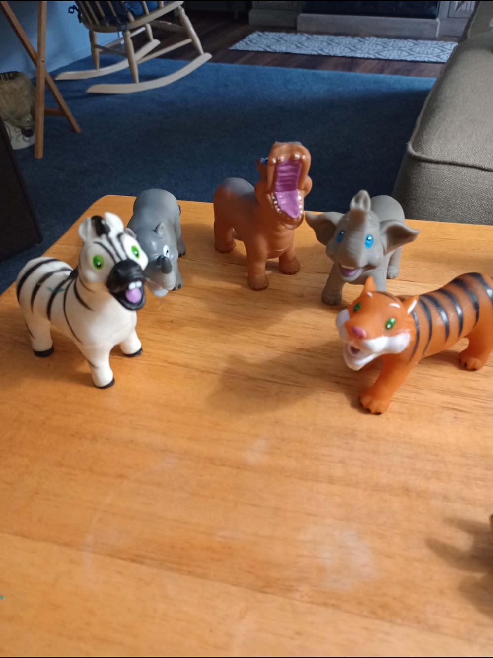 Plush-Look Jungle Animal Toy Set - White, Orange, Gray, Brown
